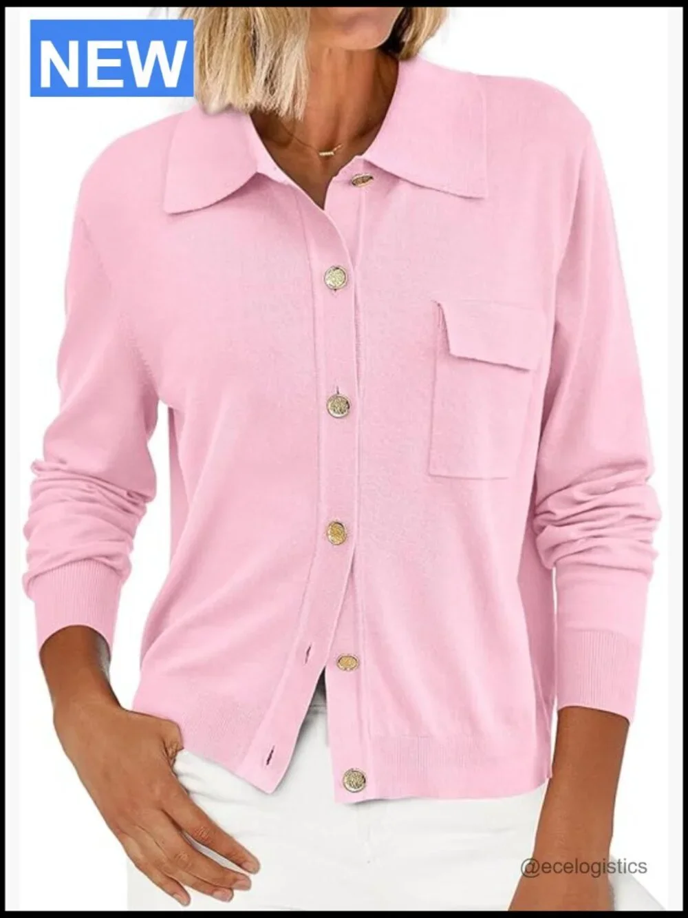 Lightweight Ribbed Knit Button Down Cardigan with Pockets